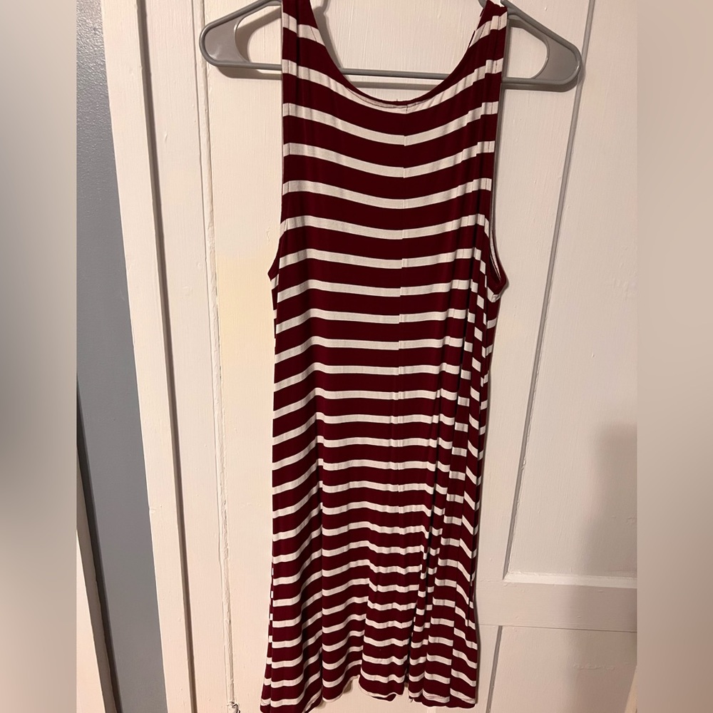 Stripped Swing Dress | Old Navy | L | Maroon/White Stripes